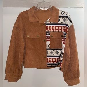 Women’s plus size corduroy lightweight jacket in brown